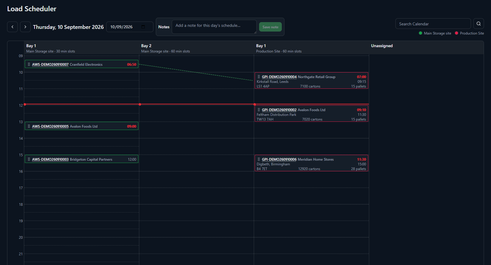 Freitly logistics platform haulier booking and loading bay scheduler interface